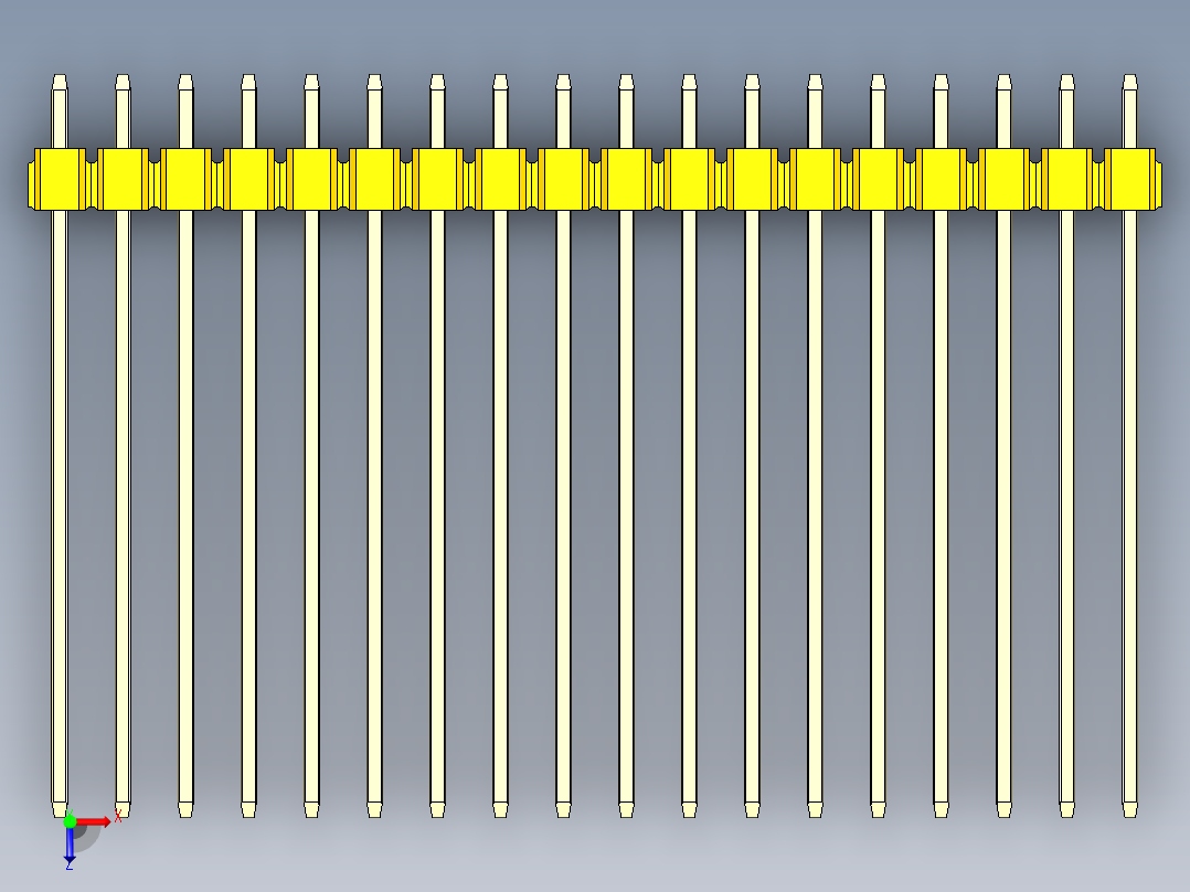 彩色公头100mil（2.54mm）系列-DS1021_yellow_3x18p_100mil_Type43_rev1.0俯视图