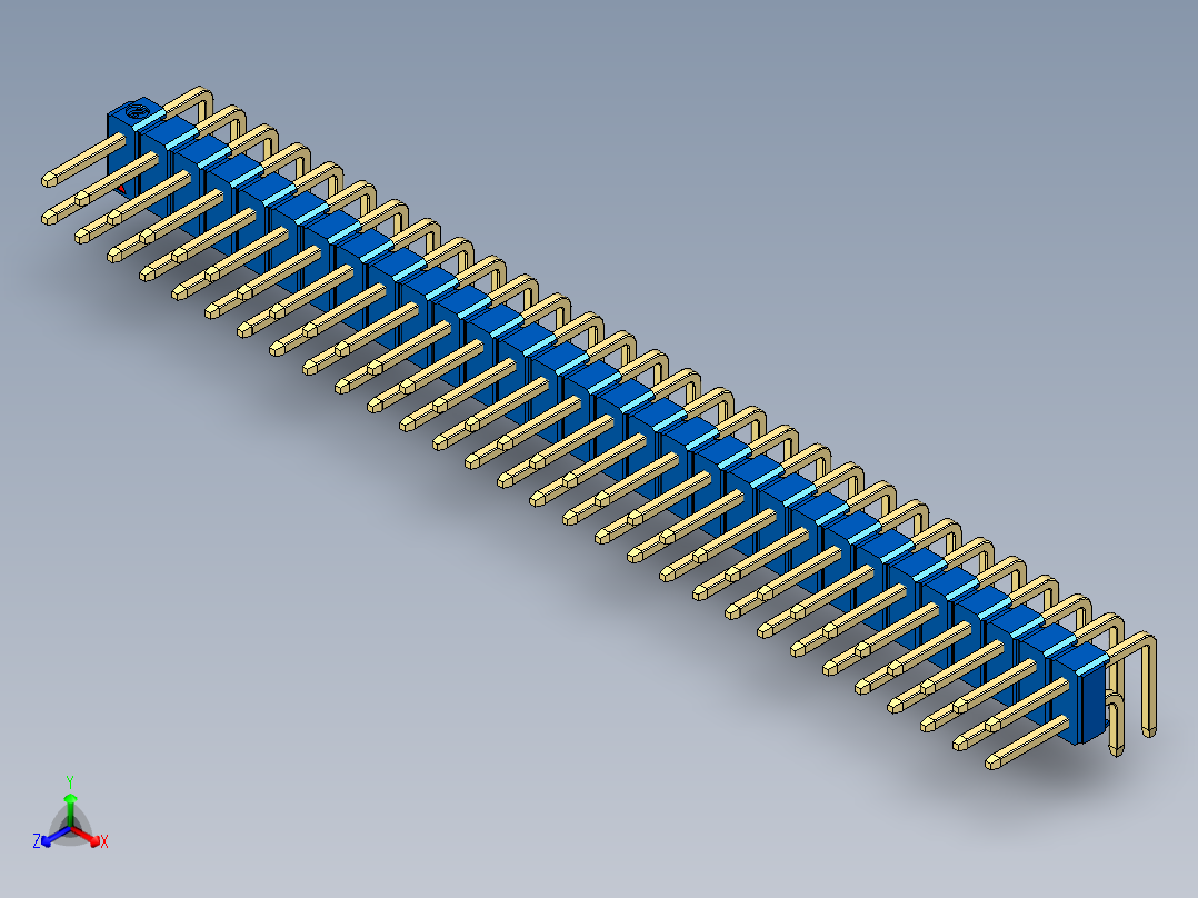 彩色公排针 100mil 2.54mm 系列-DS1022_blue_2x30p_100mil_TypeD_rev1.0