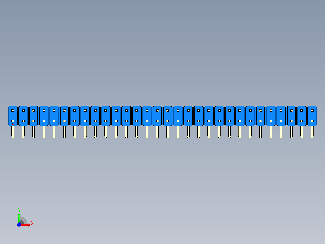 彩色公排针 100mil 2.54mm 系列-DS1022_blue_2x30p_100mil_TypeD_rev1.0前视图