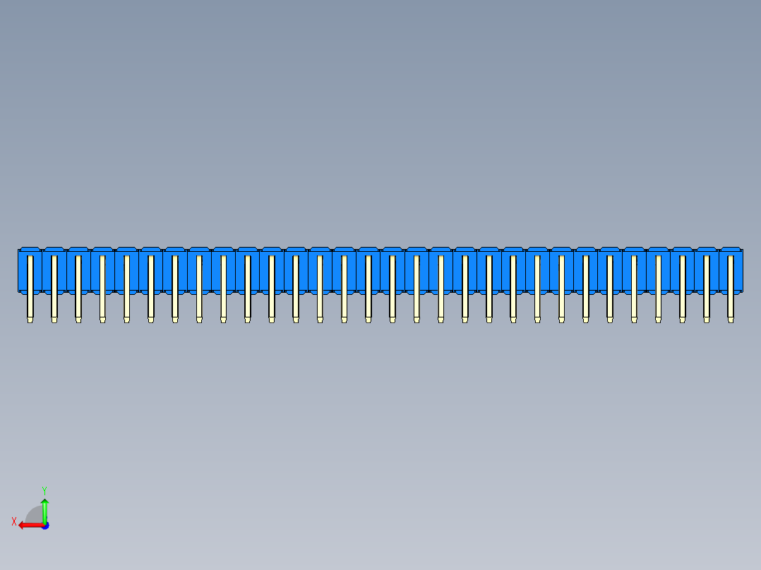 彩色公排针 100mil 2.54mm 系列-DS1022_blue_2x30p_100mil_TypeD_rev1.0后视图