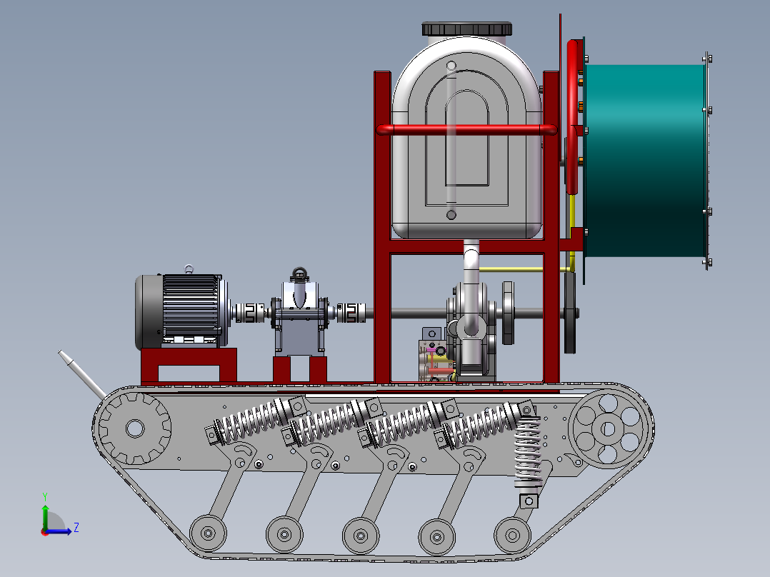 遥控果园喷药车设计-履带行走【含三维SW+CAD图+说明书】左视图