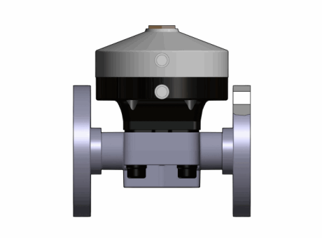 10DKMOCCP NO-DA 气动隔膜阀、常开型双作用，固定法兰，钻孔PN10 16。面对面根据EN 558-1 PVC-C