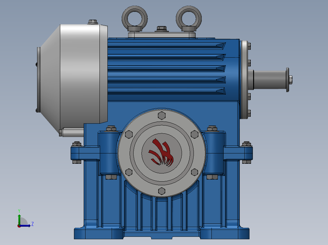 蜗轮蜗杆螺旋齿轮箱三维建模图纸 Inventor2016设计左视图