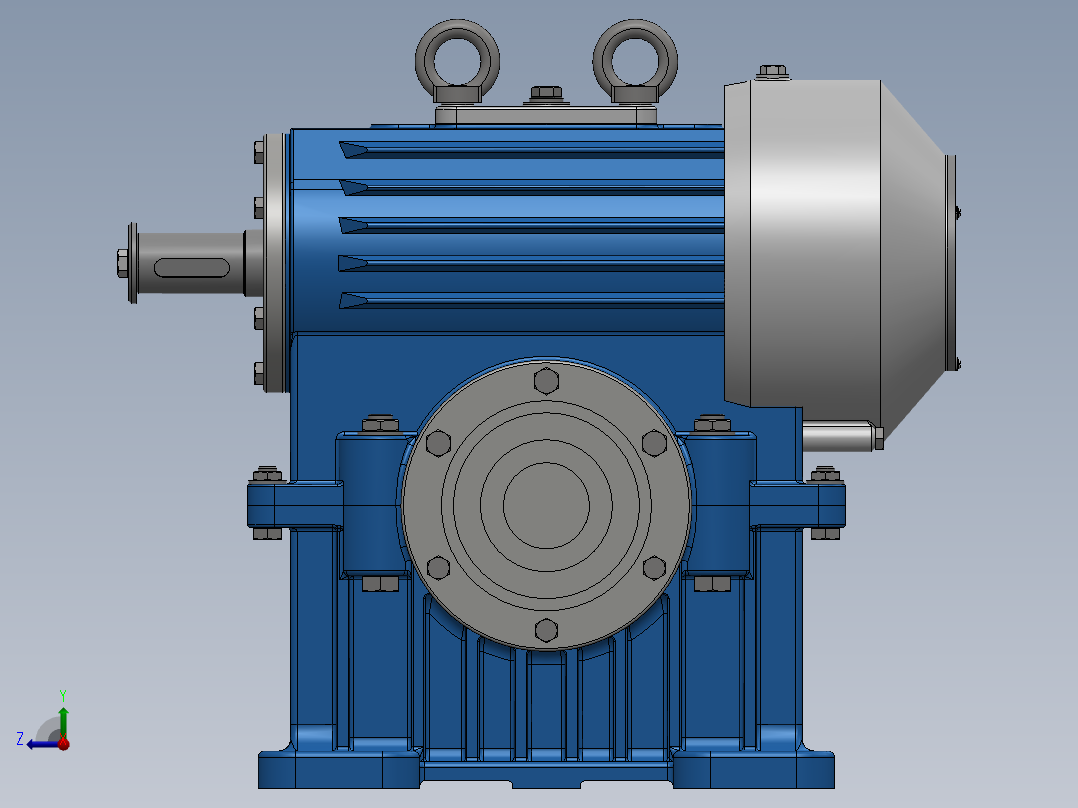 蜗轮蜗杆螺旋齿轮箱三维建模图纸 Inventor2016设计右视图