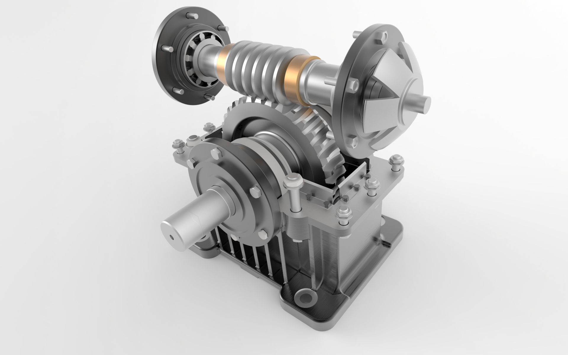 蜗轮蜗杆螺旋齿轮箱三维建模图纸 Inventor2016设计