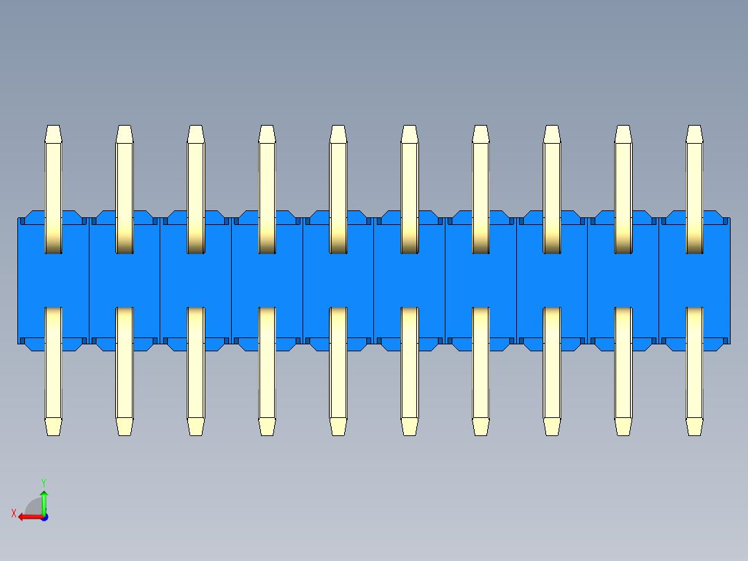 彩色公排针 100mil 2.54mm 系列-DS1022_blue_20p_100mil_TypeSMT_rev1.0后视图