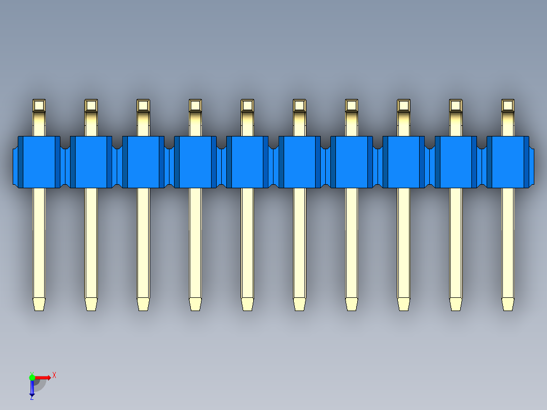 彩色公排针 100mil 2.54mm 系列-DS1022_blue_20p_100mil_TypeSMT_rev1.0俯视图