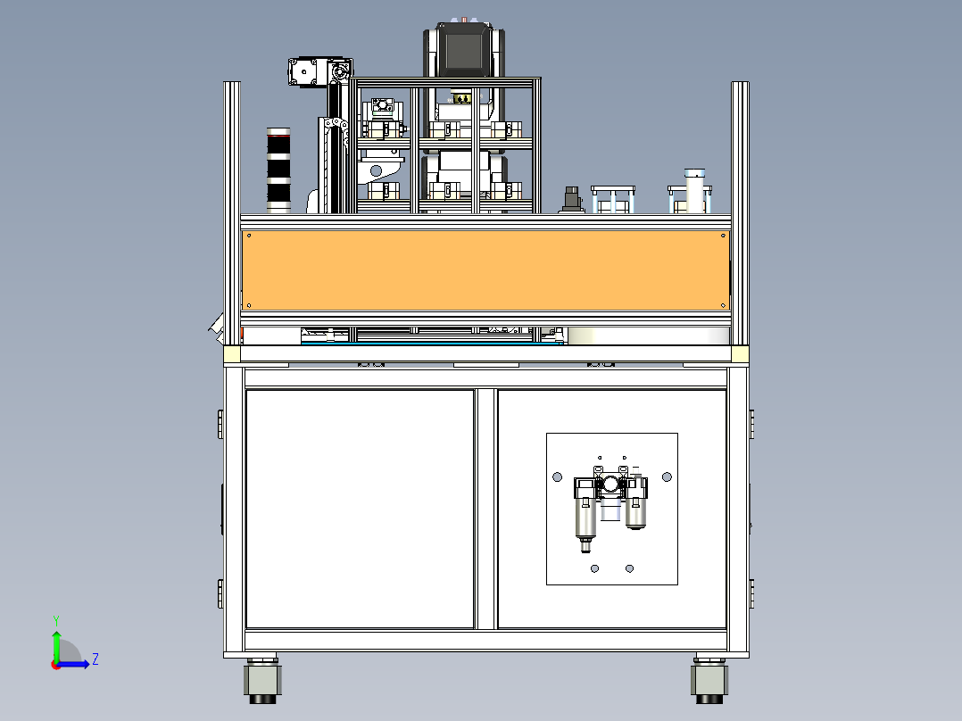 工业机器人教学实训综合实训台完整三维模型含机械手振动盘AGV小车左视图