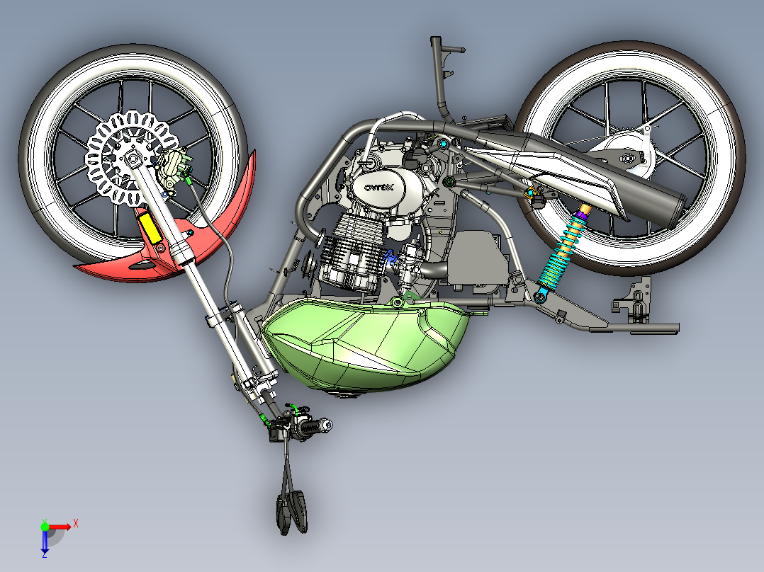 CG Model摩托车模型俯视图