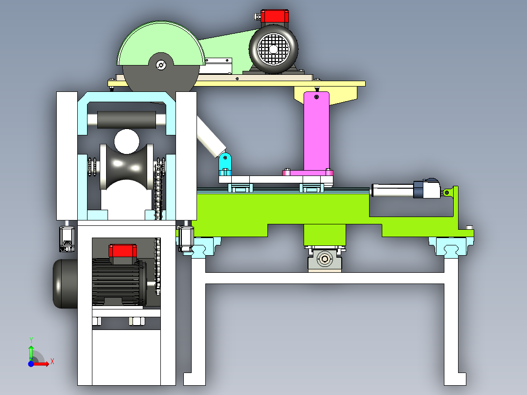 棒料定长切割锯床设计资料含三维+二维+说明书前视图