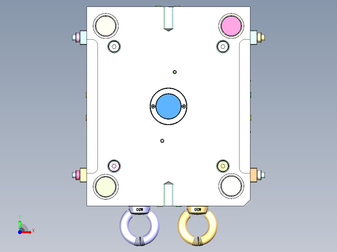 一次性马桶刷壳体（二次顶出）前视图