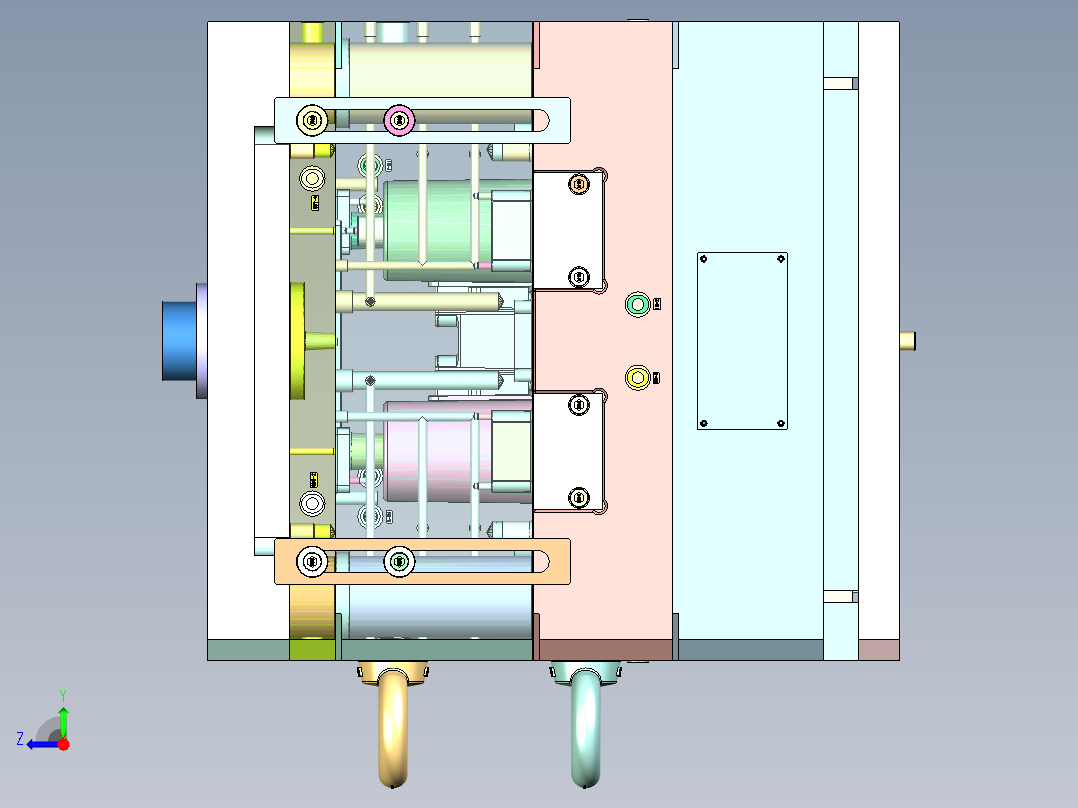 一次性马桶刷壳体（二次顶出）右视图