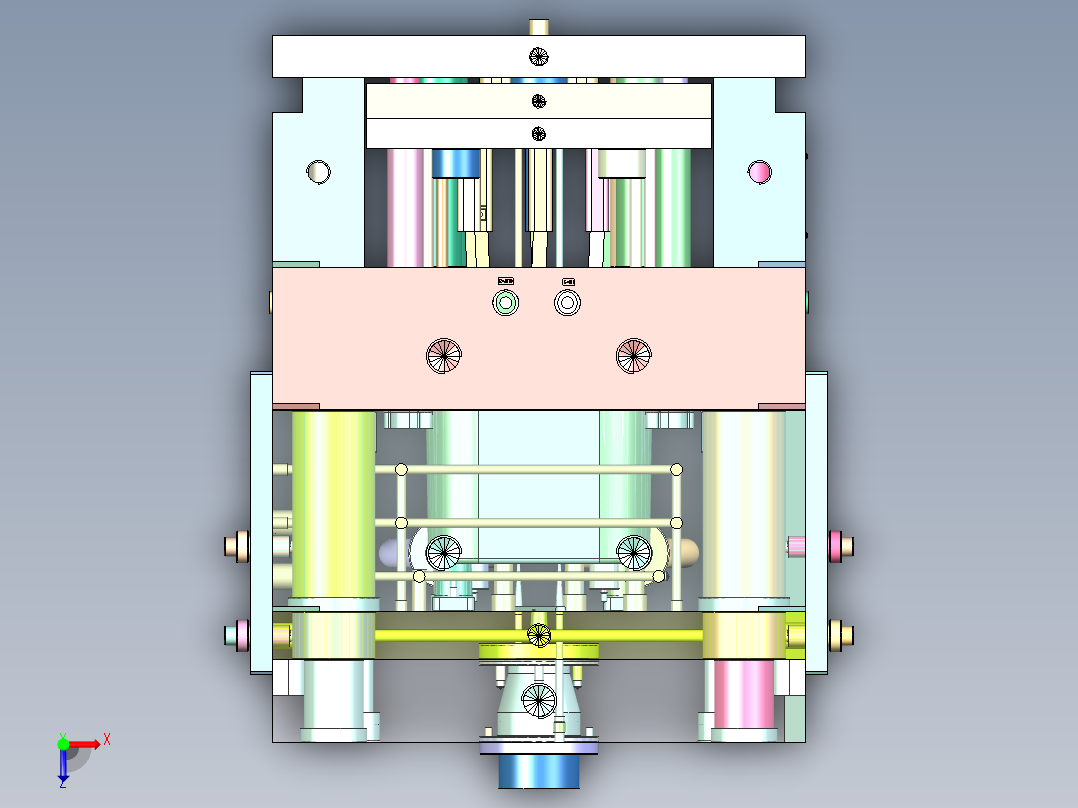 一次性马桶刷壳体（二次顶出）俯视图