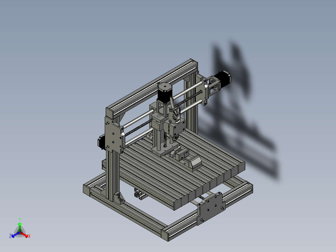 简易雕刻机模型正等轴测图