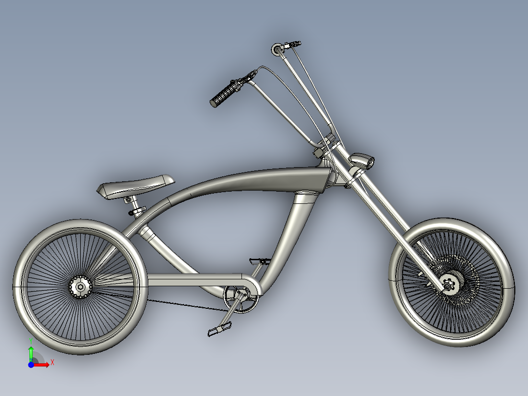 24---三轮自行车step三维图纸模型设计图纸前视图