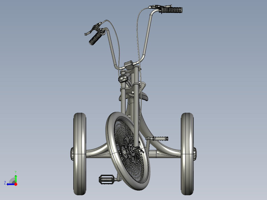 24---三轮自行车step三维图纸模型设计图纸右视图