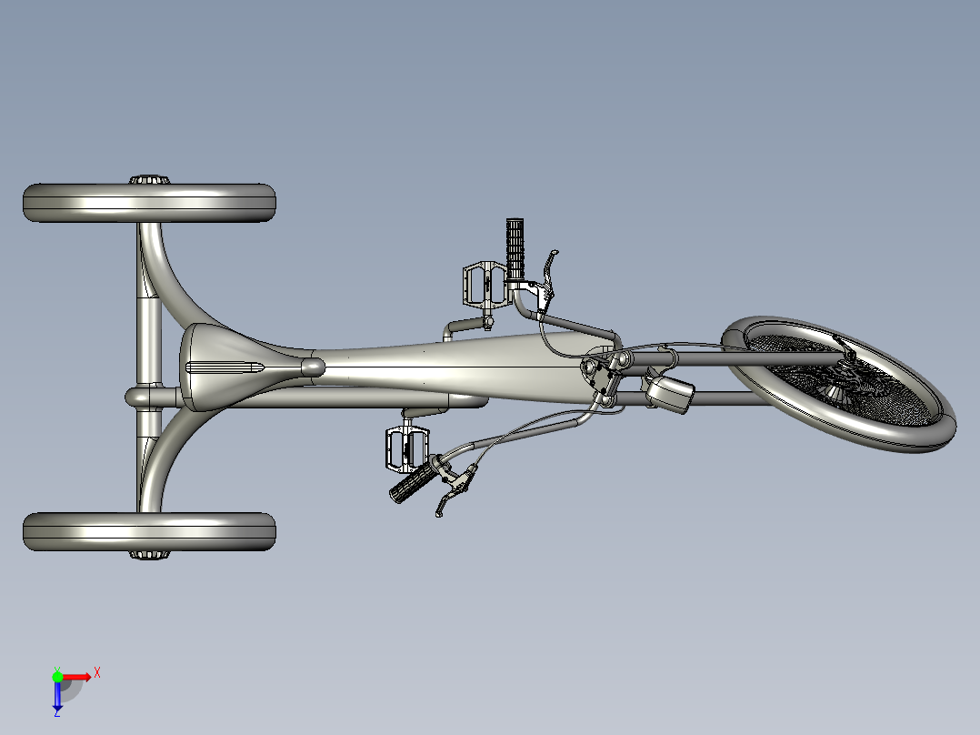 24---三轮自行车step三维图纸模型设计图纸俯视图