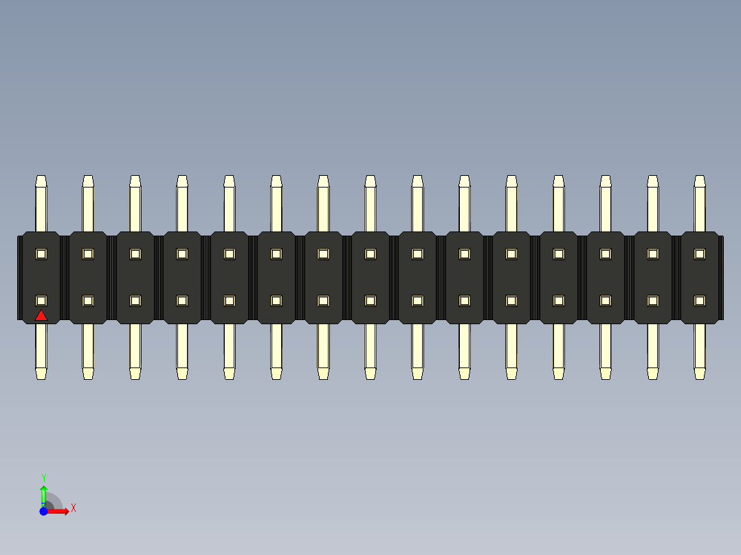彩色公排针 100mil 2.54mm 系列-DS1022_black_30p_100mil_TypeSMT_rev1.0前视图