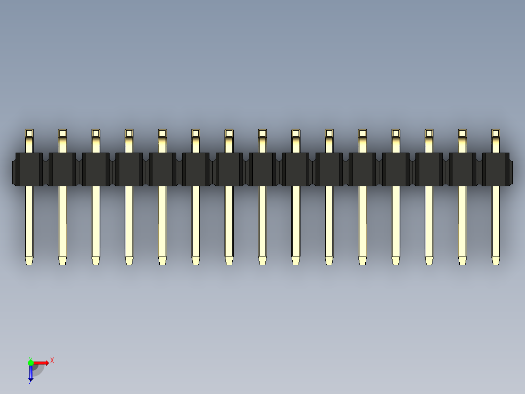 彩色公排针 100mil 2.54mm 系列-DS1022_black_30p_100mil_TypeSMT_rev1.0俯视图