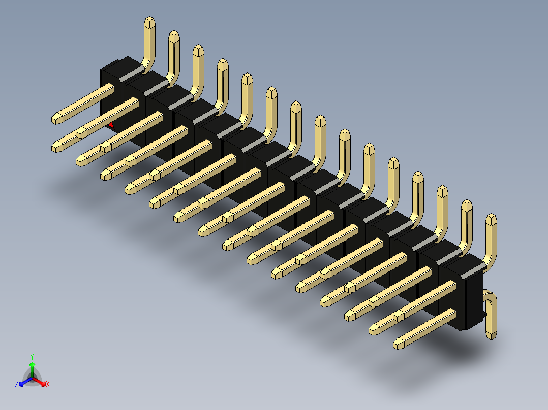 彩色公排针 100mil 2.54mm 系列-DS1022_black_30p_100mil_TypeSMT_rev1.0正等轴测图