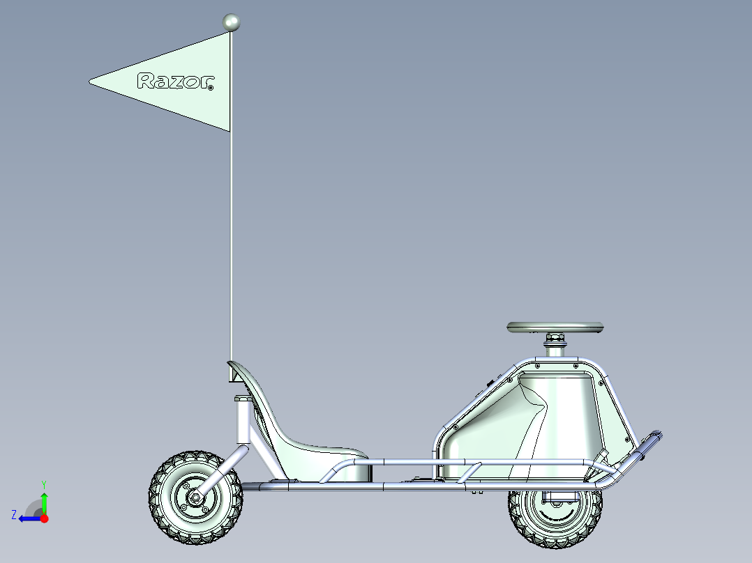 35-美国Razor Crazy Cart终极疯狂漂移儿童卡丁车图纸右视图