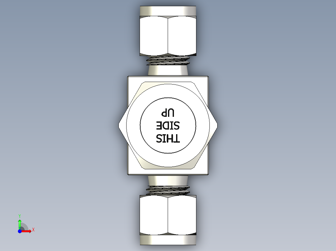 不锈钢升降式止回阀，0.30 Cv，1-4英寸。世伟洛克卡套管接头前视图