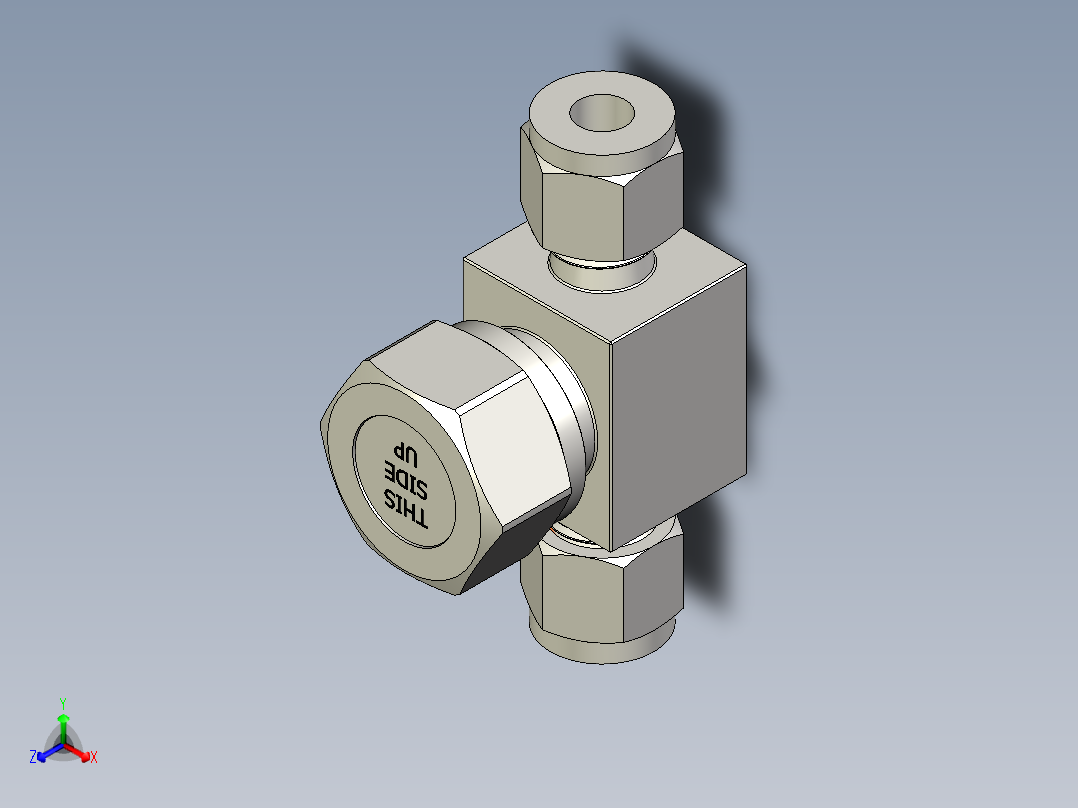 不锈钢升降式止回阀，0.30 Cv，1-4英寸。世伟洛克卡套管接头正等轴测图