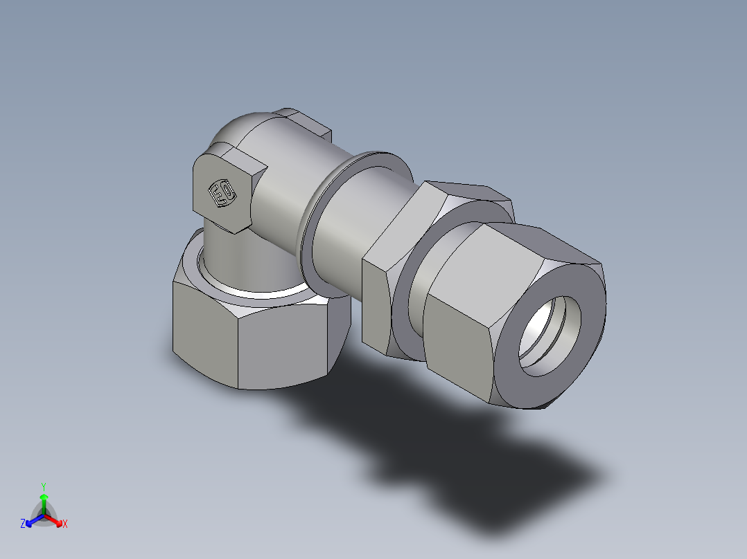 卡套式工业通用硬管接头EO_Bulkhead_elbow_WSV15L71正等轴测图