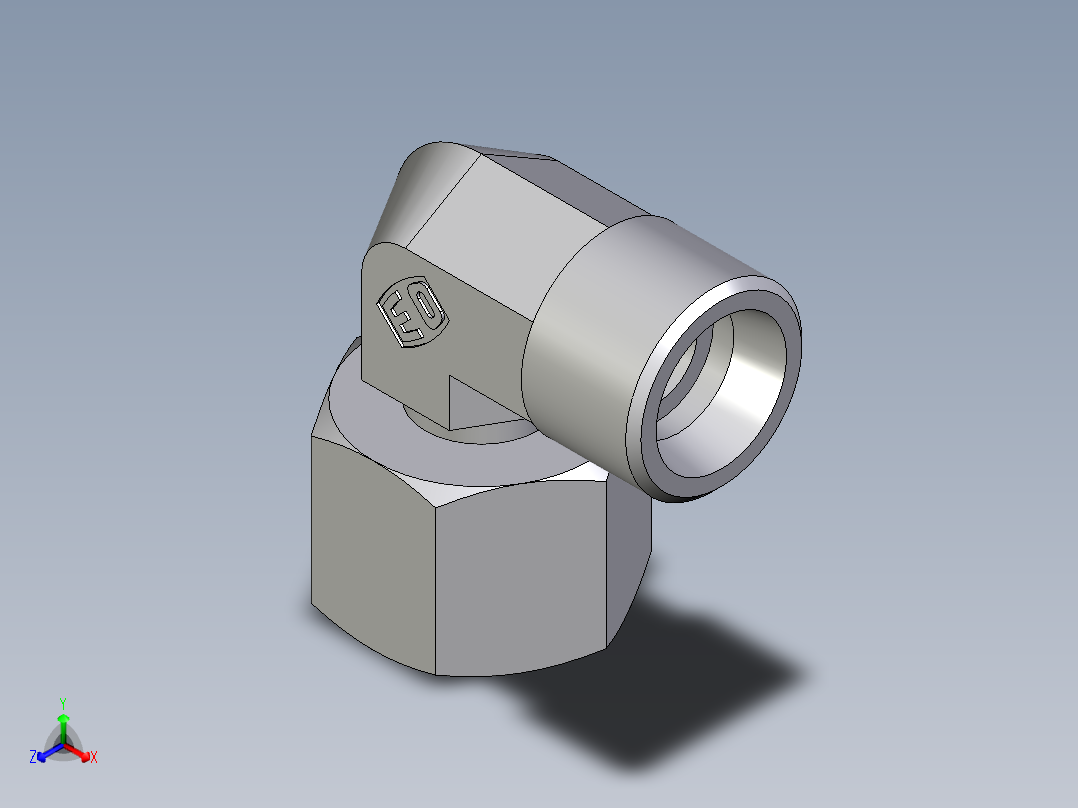 卡套式工业通用硬管接头EO_Standpipe_elbow_EVW14SOMDCF正等轴测图