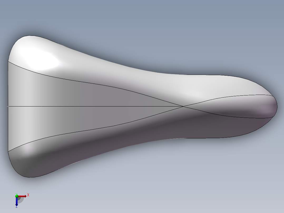 solidworks 自行车坐垫俯视图