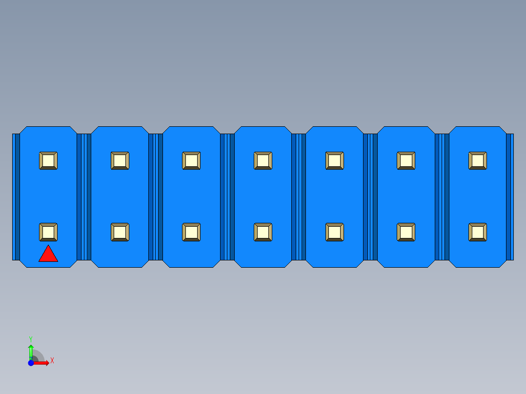 彩色公头100mil（2.54mm）系列-DS1021_blue_2x07p_100mil_Type43_rev1.0前视图