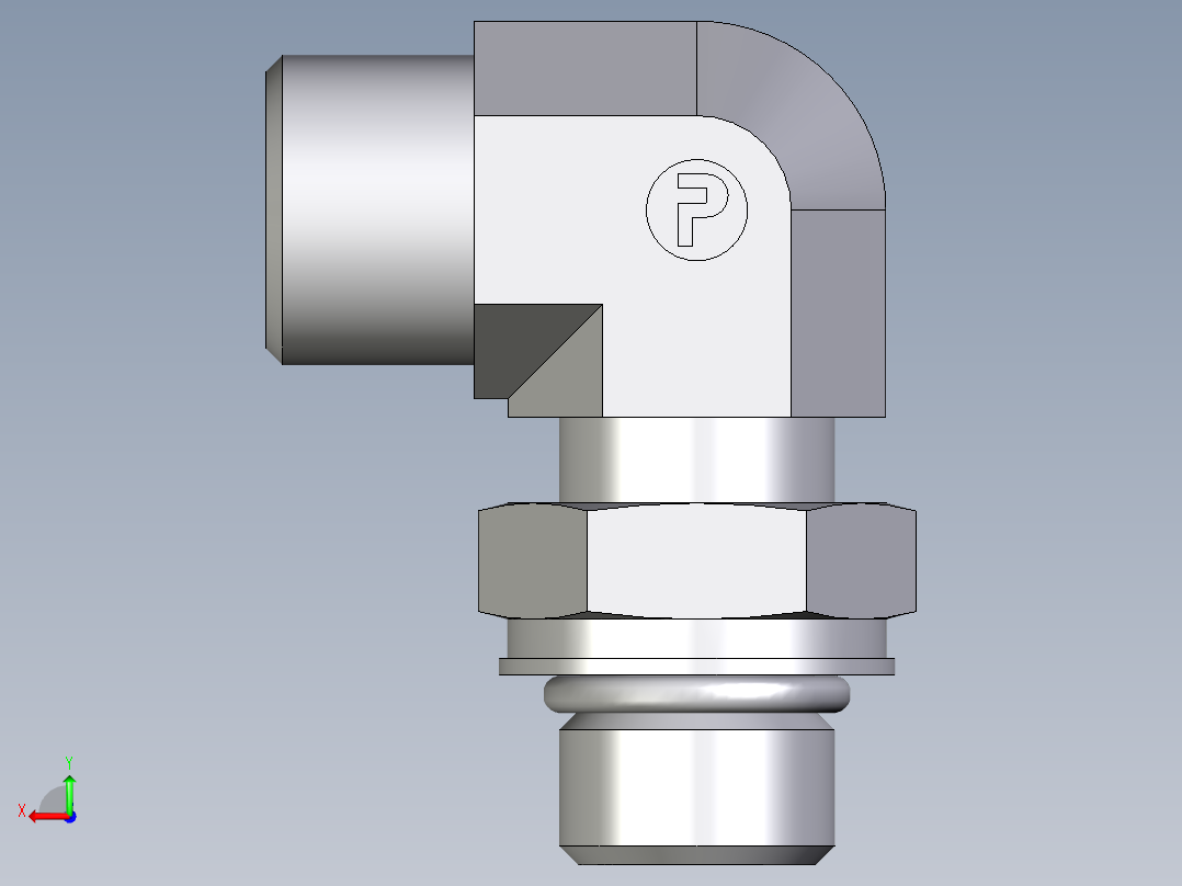 卡套式工业通用硬管接头EO_Adjustable_Locknut_elbow_WEE10SMOROMDCF后视图
