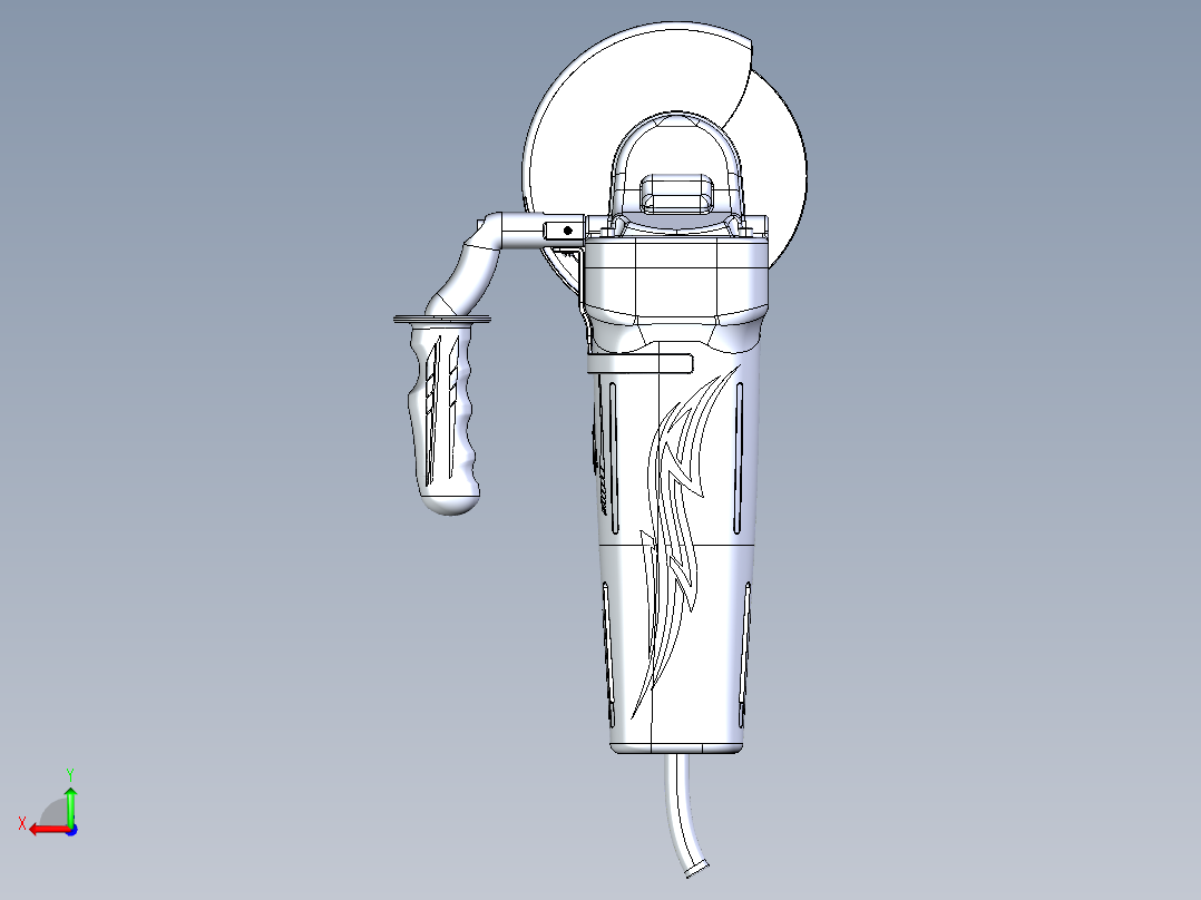 手持式电动切割机三维模型后视图