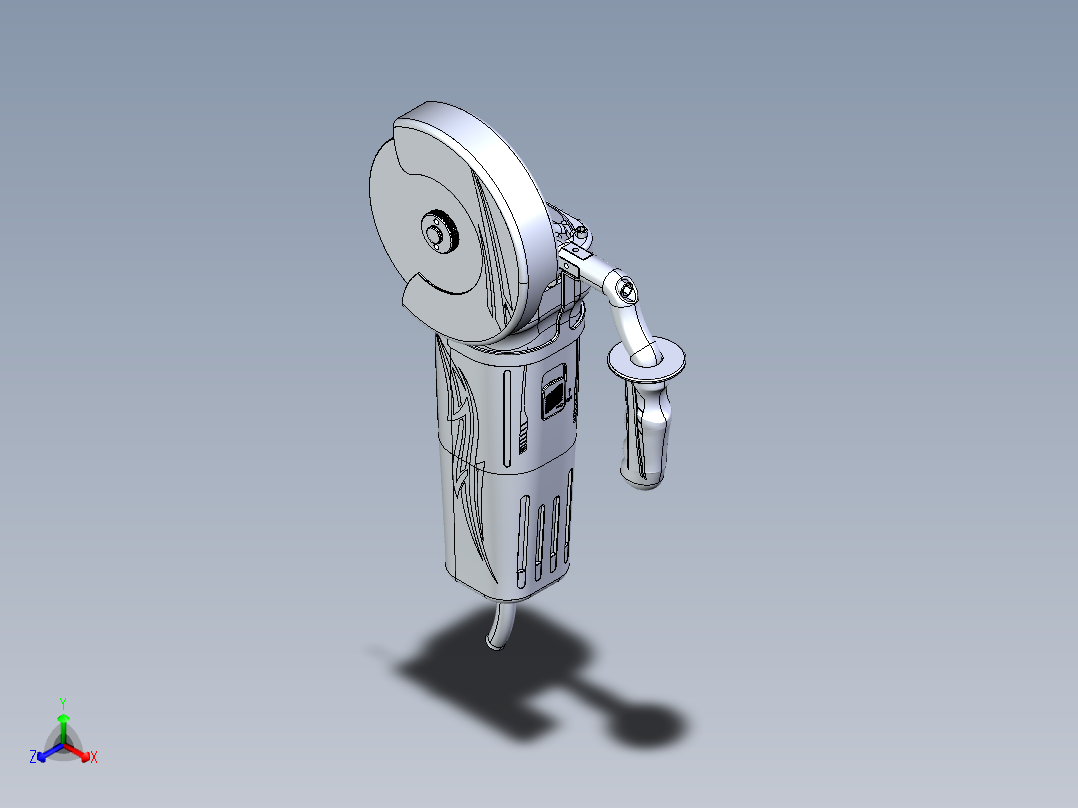 手持式电动切割机三维模型正等轴测图