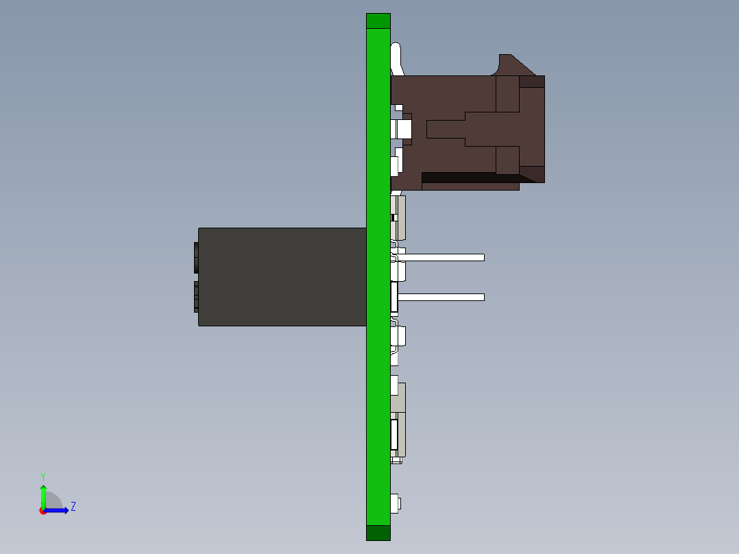 带有光传感器和检测电路的印刷电路板左视图