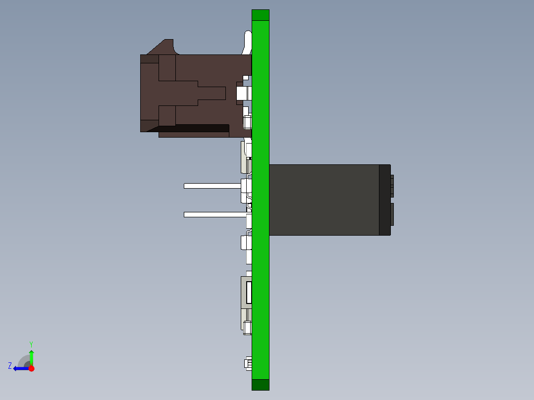 带有光传感器和检测电路的印刷电路板右视图