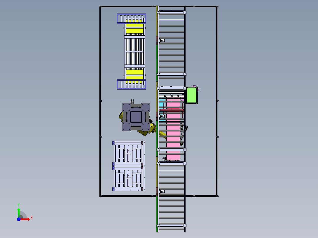 门板加强筋封头自动放料工作站sw19可编辑前视图