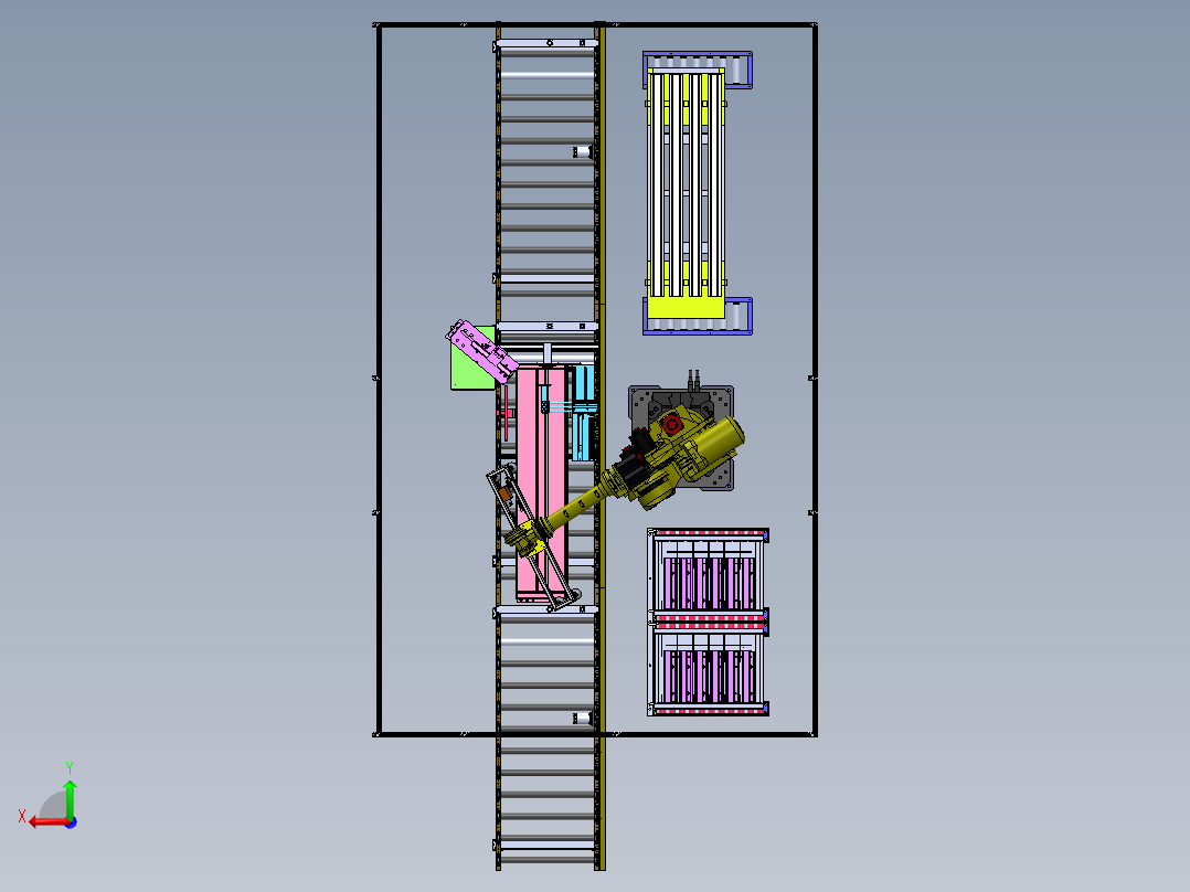 门板加强筋封头自动放料工作站sw19可编辑后视图