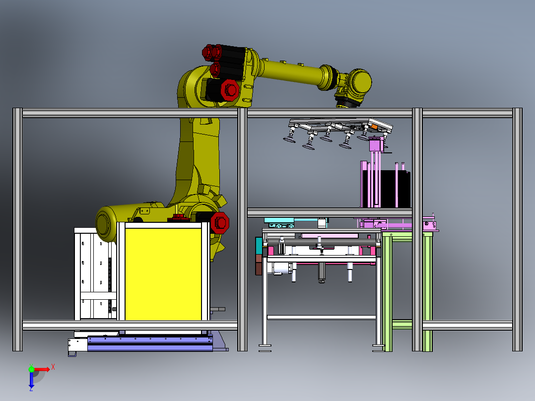 门板加强筋封头自动放料工作站sw19可编辑俯视图