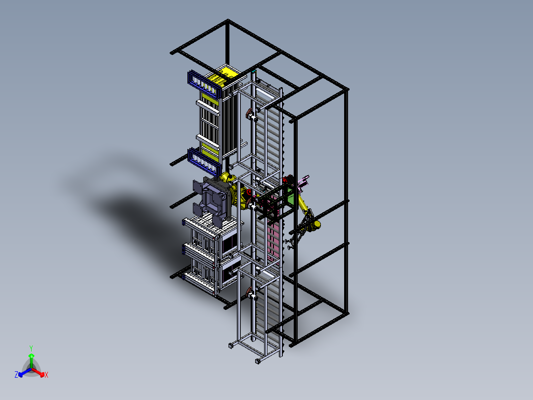 门板加强筋封头自动放料工作站sw19可编辑正等轴测图
