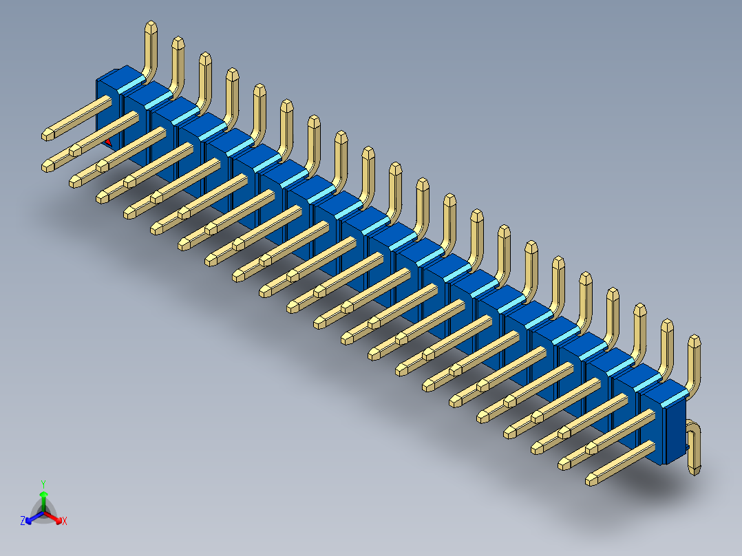 彩色公排针 100mil 2.54mm 系列-DS1022_blue_42p_100mil_TypeSMT_rev1.0正等轴测图