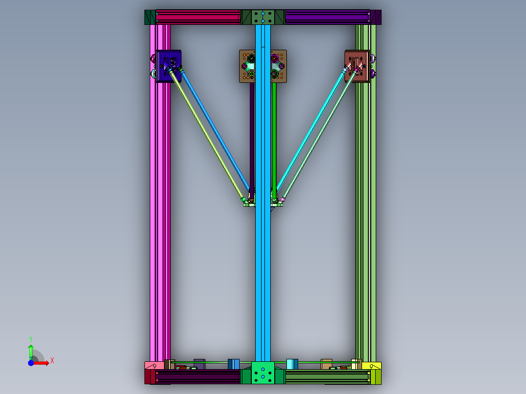 高精度单喷并联臂3D打印机前视图