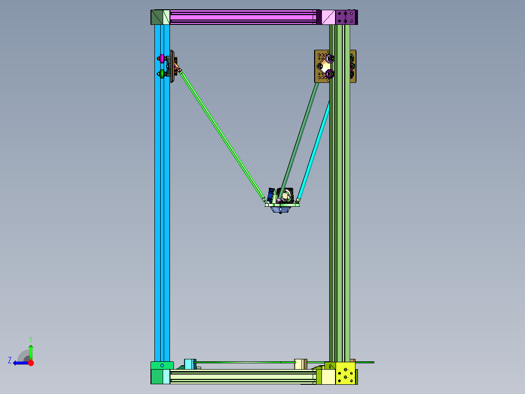 高精度单喷并联臂3D打印机右视图