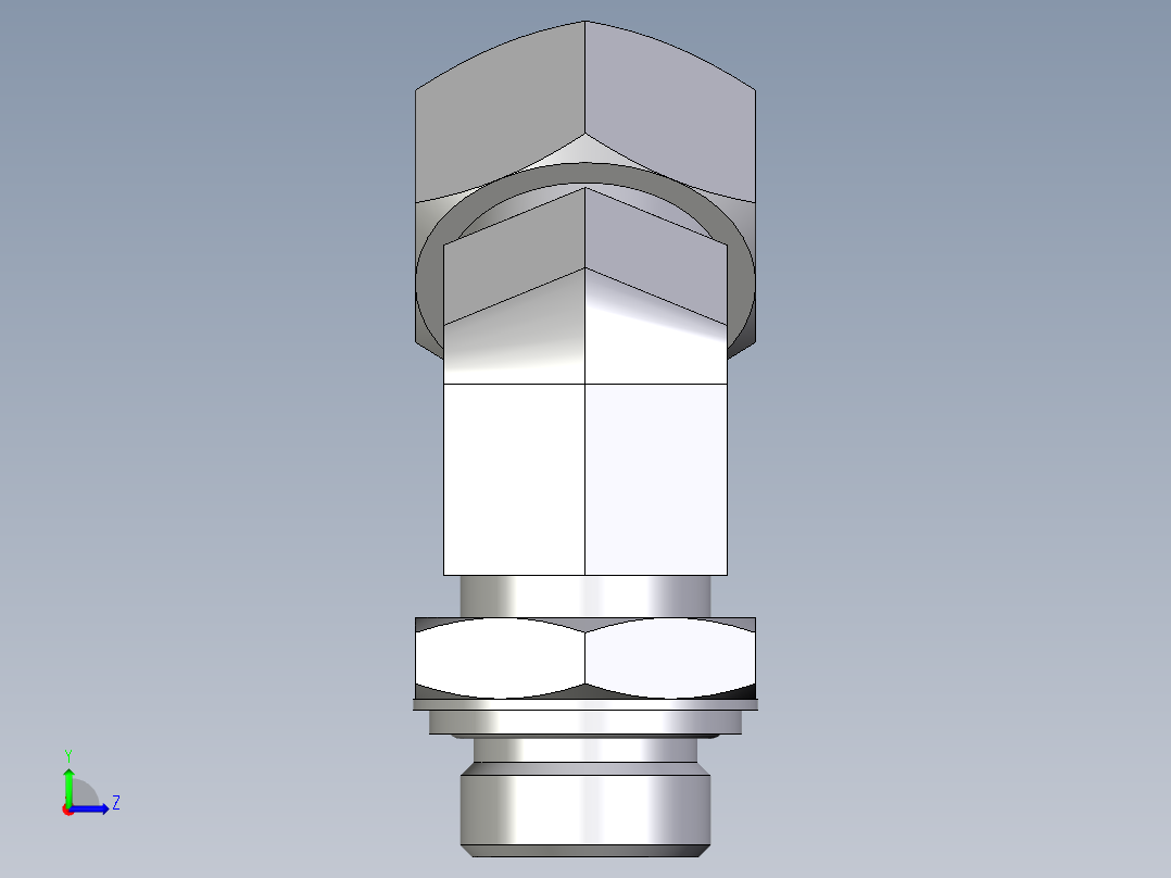 卡套式工业通用硬管接头EO_Adjustable_locknut_45_deg_elbow_VEE22LRCF左视图