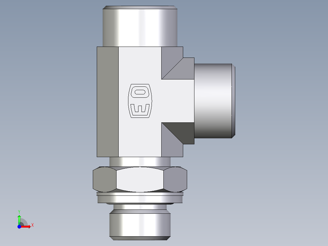 卡套式工业通用硬管接头EO_Adjustable_locknut_run_tee_LEE15LMOMDCF前视图