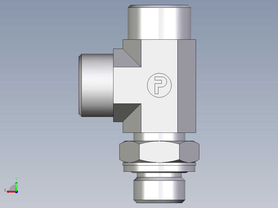 卡套式工业通用硬管接头EO_Adjustable_locknut_run_tee_LEE15LMOMDCF后视图