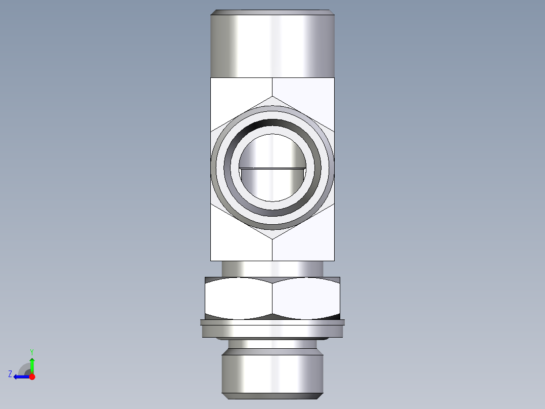 卡套式工业通用硬管接头EO_Adjustable_locknut_run_tee_LEE15LMOMDCF右视图