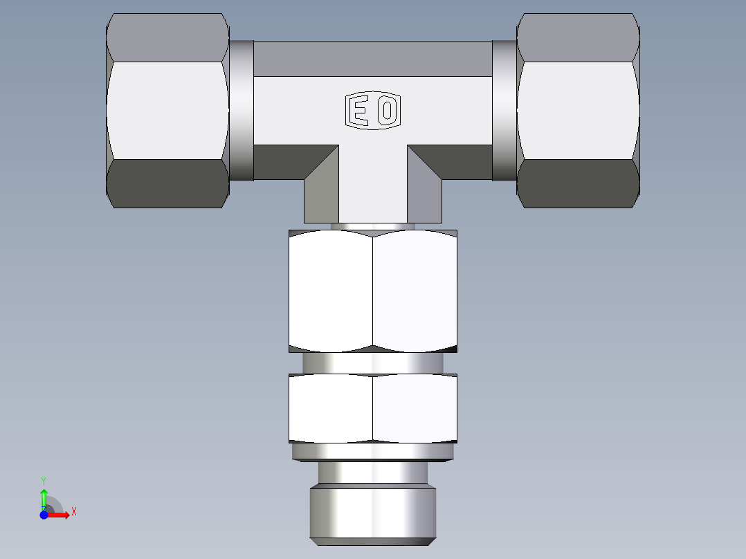 卡套式工业通用硬管接头EO_Assembled_adjustable_standpipe_branch_tee_EVT12SM71前视图
