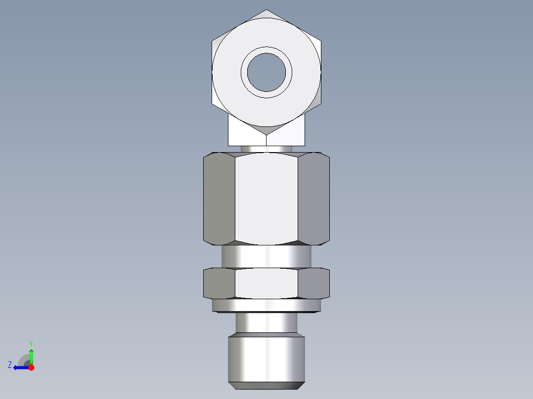 卡套式工业通用硬管接头EO_Assembled_adjustable_standpipe_branch_tee_EVT08LM71右视图