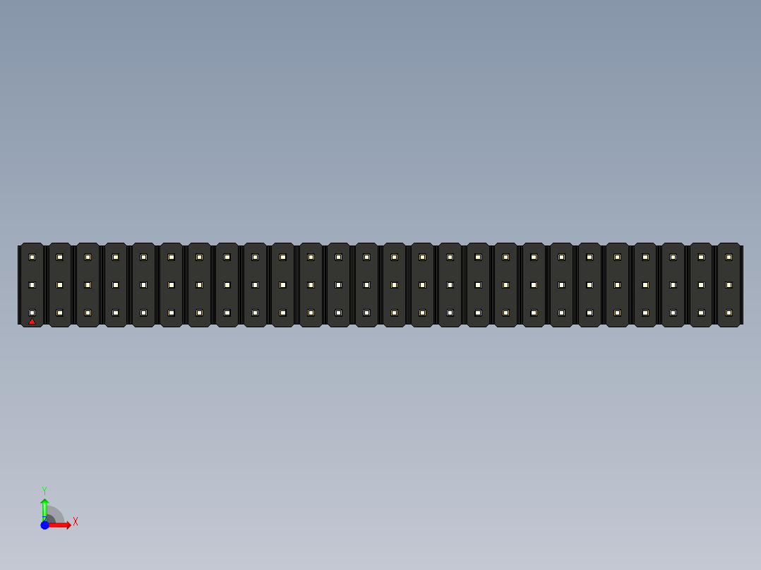 彩色公头100mil（2.54mm）系列-DS1021_black_3x26p_100mil_Type1_rev1.0前视图